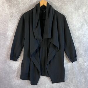 Theory Maritza B New Steady Cardigan Women Small Black Wool Blend Draped Open